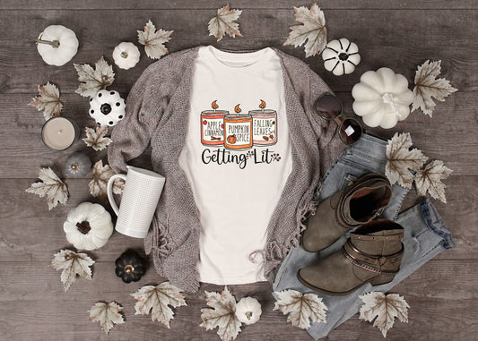 Getting Lit-Fall Candles Short Sleeve T-Shirt