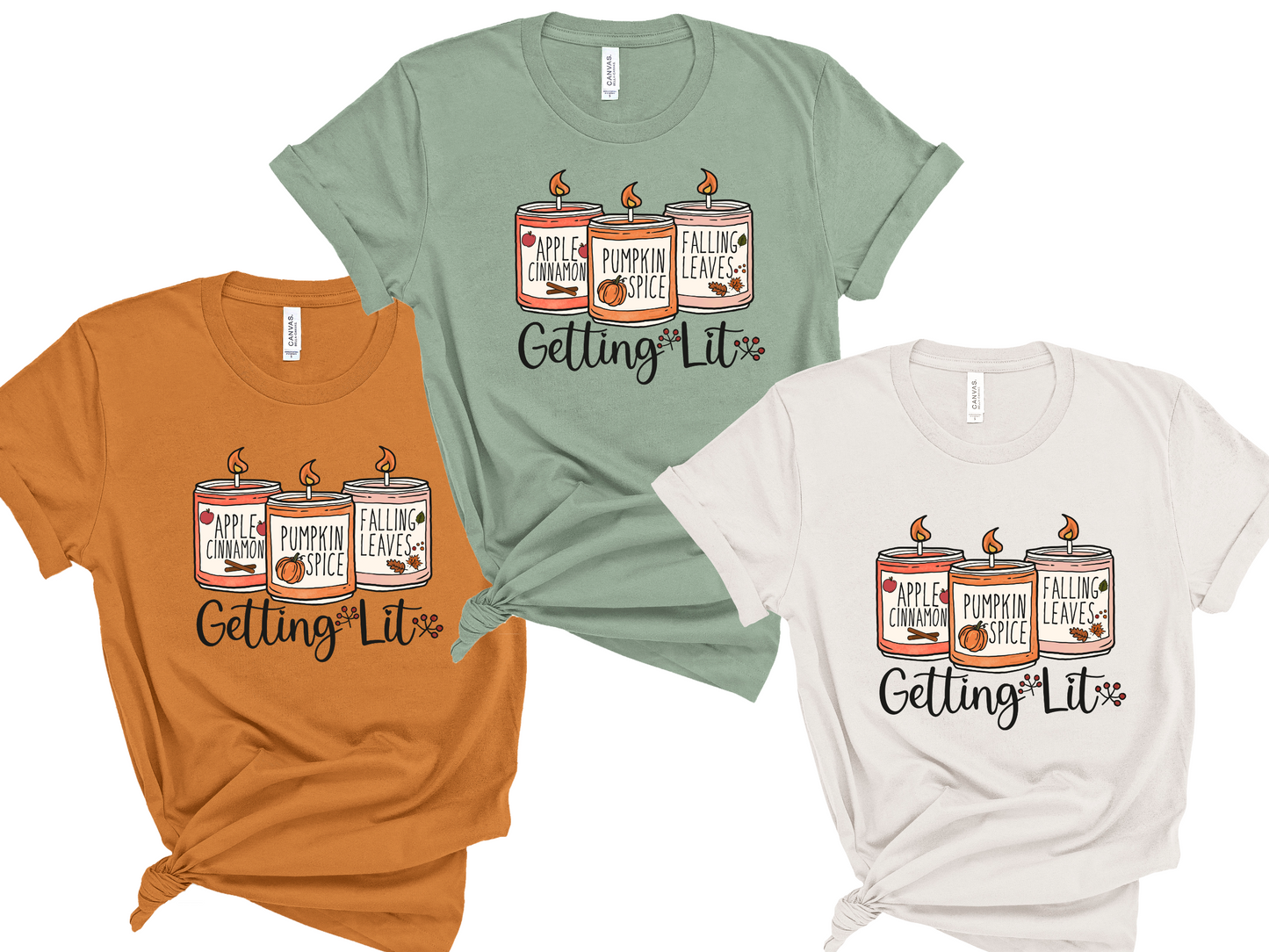 Getting Lit-Fall Candles Short Sleeve T-Shirt